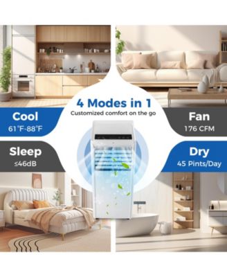 4-in-1 8000 BTU Portable Air Conditioner with Fan and Dehumidifier