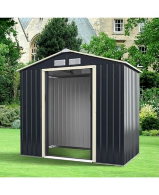 7 Feet x 4 Feet Metal Storage Shed with Sliding Double Lockable Doors