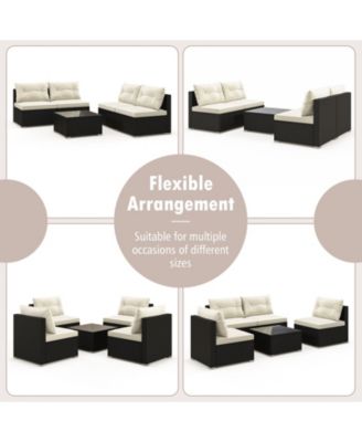 5 Pieces Outdoor Patio Furniture Set with Cushions and Table