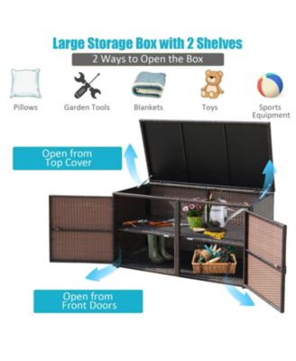 88 Gallon Garden Patio Rattan Storage Container Box