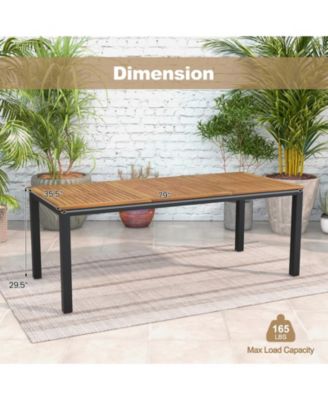 8-Person Outdoor Dining Table 79 Inch Acacia Wood Patio Table with Umbrella Hole