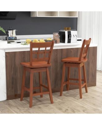 Counter Height Barstools Set of 2 with 6-Grid Hollow Back and Seat