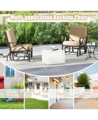 Patio Glider Rocking Chair with Thick Cushion and Curved Armrest