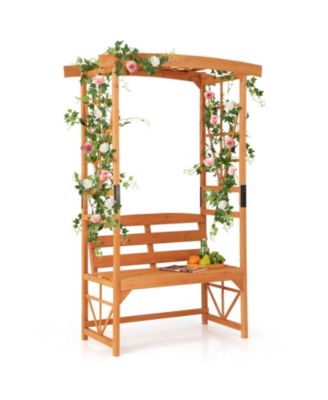 6.2 Feet Tall Patio Garden Arbor with Pergola and 2-Seat Bench for Garden Lawn Backyard Decoration