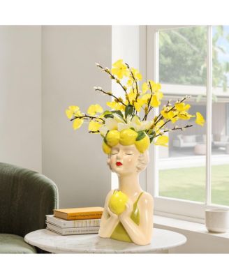 Lady Lemons Ceramic 11.6-Inch Tall Sculpture Vase