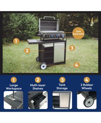 Universal Rolling Prep Cart for Portable Outdoor Griddle and Grills, Black