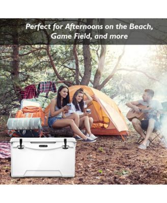 50-Quart Portable Cooler Box, Holds Up to 63 Cans (White