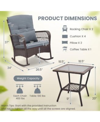 3 Pieces Rocking Bistro Set with 2-Tier Table