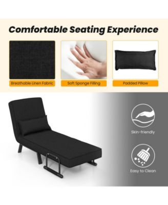 Folding 6 Position Convertible Sleeper Bed Armchair Lounge Couch with Pillow