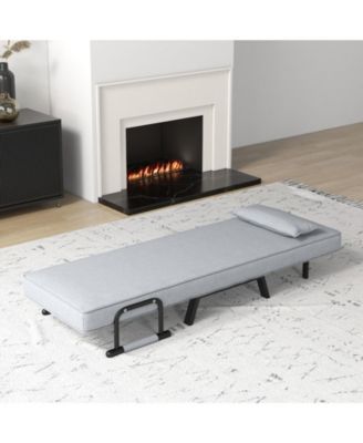 Folding 6 Position Convertible Sleeper Bed Armchair Lounge Couch with Pillow