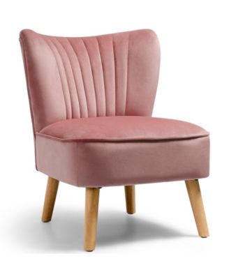 Modern Armless Velvet Accent Chair with Wood Legs