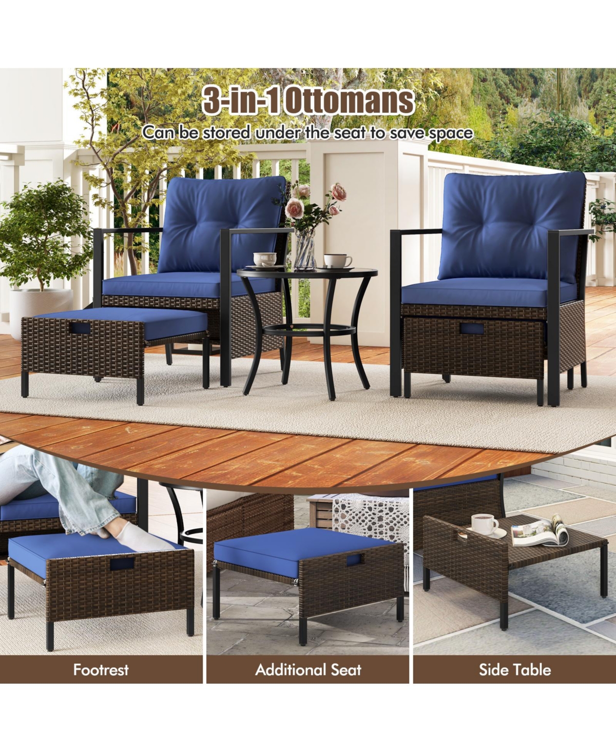 4 Piece Outdoor Furniture Set with Glass Topped Table