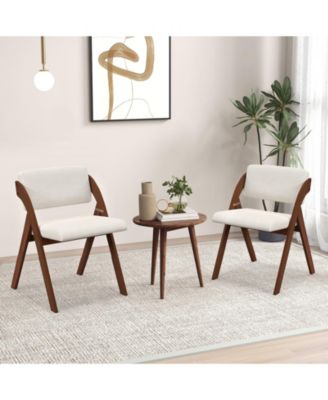 Set of 2 Folding Kitchen Dining Chairs with Rubber Wood Legs