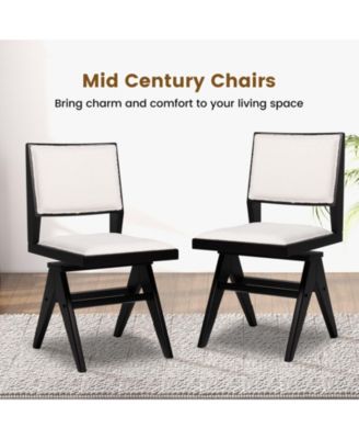 Swivel Wooden Dining Chair Set of 2 with Rubber Wood Frame and Padded Seat