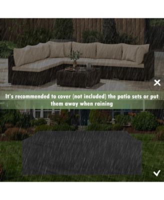 7 Pieces Patio Rattan Furniture Set with Sectional Sofa Cushions