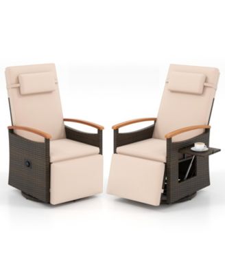 Patio Rattan 360&deg; Swivel Recliner Chair with Adjustable Backrest and Footrest