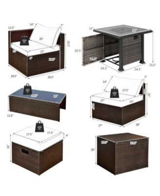 Outdoor 9 Pieces Patio Furniture Set with 50 000 BTU Propane Fire Pit Table