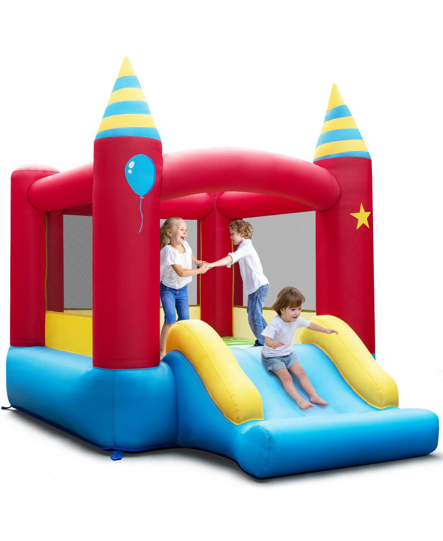 Детская игрушка GOUUN Kids' Inflatable Bounce Castle with Slide, Fits 2-3 Children, Ages 3+, цвет: Красный — фото 4