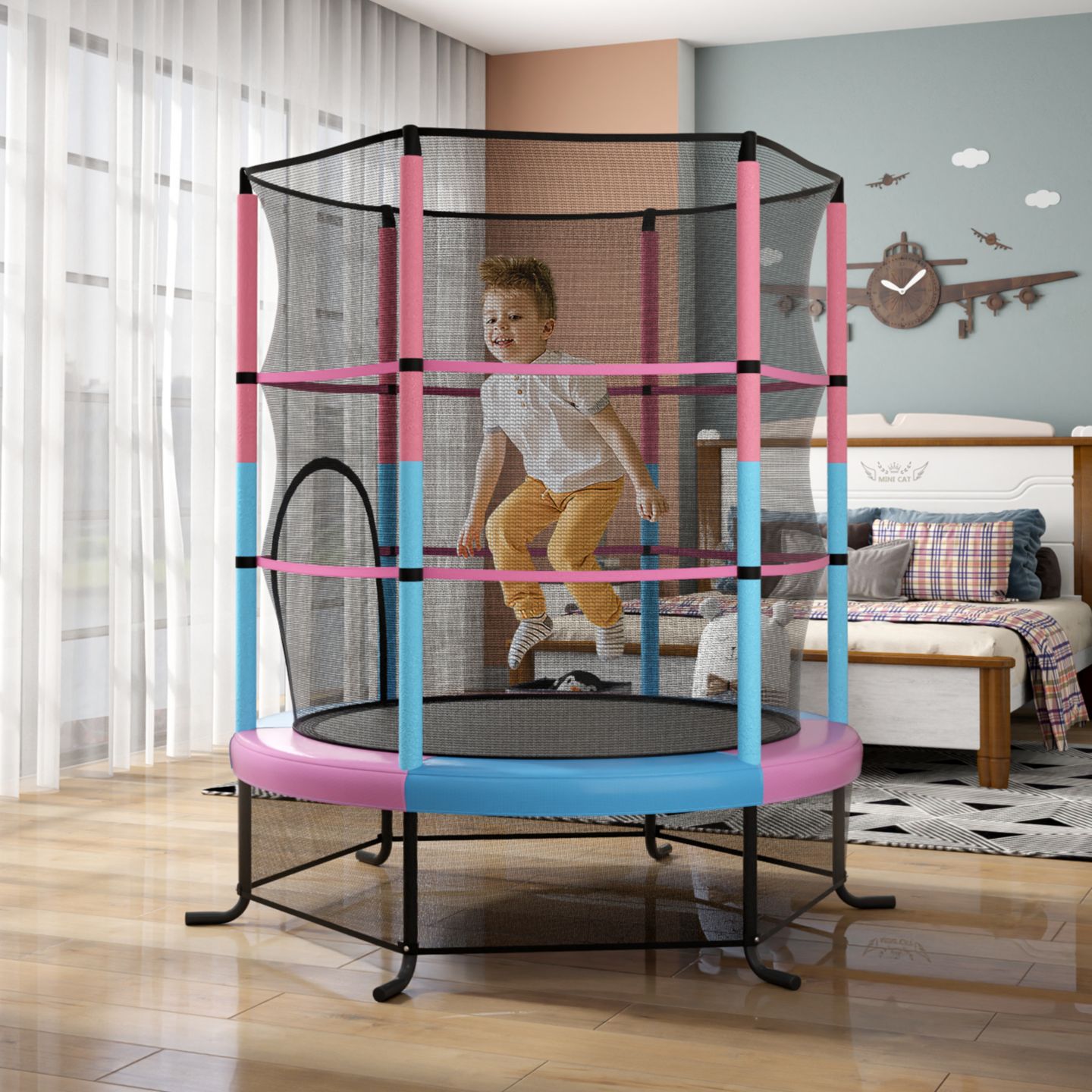 Детская игрушка GOUUN 55 in Kids Trampoline with Safety Enclosure Net and Elastic Ropes — фото 1
