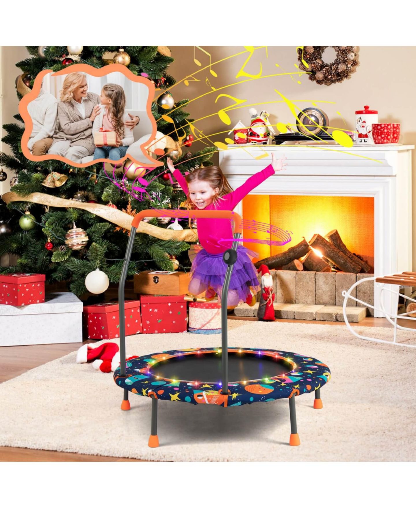 Детская игрушка GOUUN 36 Inch Mini Trampoline with Colorful LED Lights and Bluetooth Speaker — фото 4