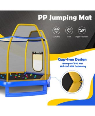 7-Foot Indoor Outdoor Trampoline with Ladder, Slide, and Safety Net