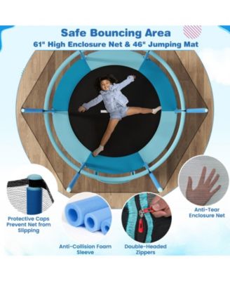 60 Inch Trampoline with Gymnastic Bar and Rings for Kids