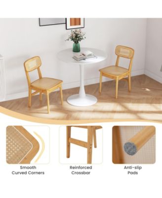 Set of 2 Rattan Dining Chairs with Simulated Rattan Backrest