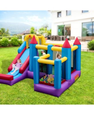5-in-1 Inflatable Bounce House with 735W Blower and 50 Ocean Balls