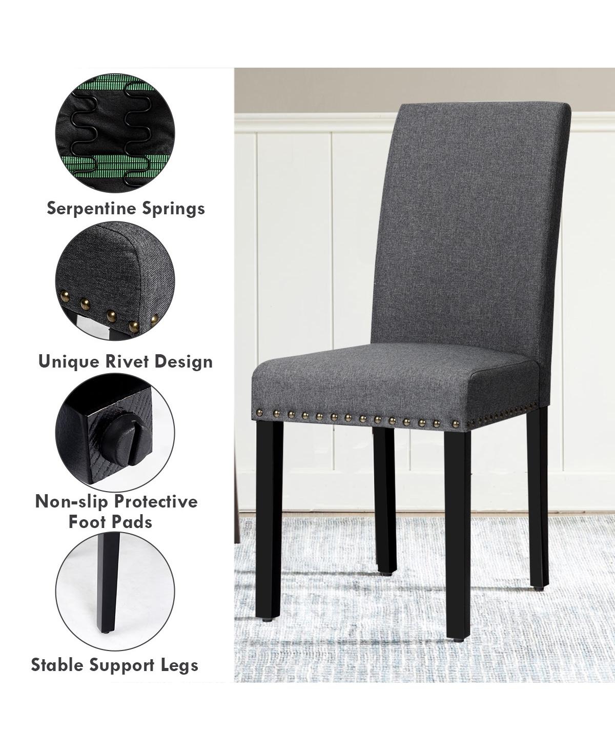 Gouun Set of 2 Fabric Upholstered Dining Chairs with Nailhead Sage
