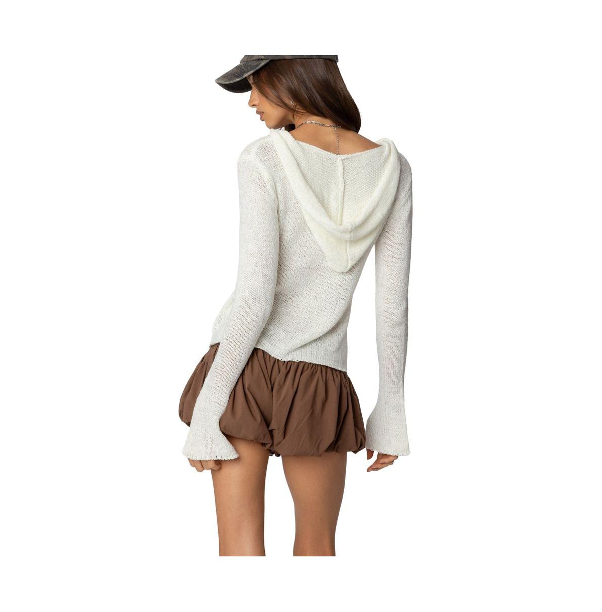 Edikted Women's Mai Hooded V Neck Sweater