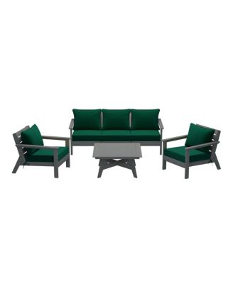 Outdoor 6-Piece Gray Modular Sectional Patio Furniture Sofa Set