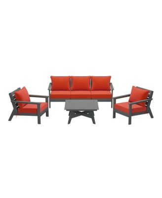 Outdoor 6-Piece Gray Modular Sectional Patio Furniture Sofa Set