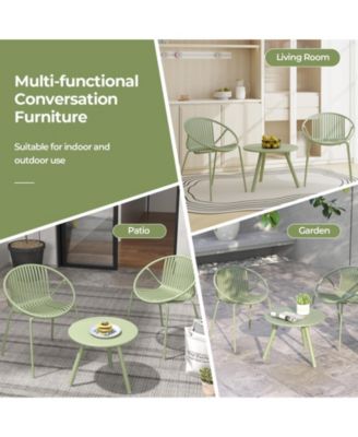 All Weather PP Patio Conversation Set with Round table and 2 Chairs