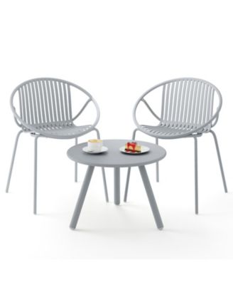 All Weather PP Patio Conversation Set with Round table and 2 Chairs
