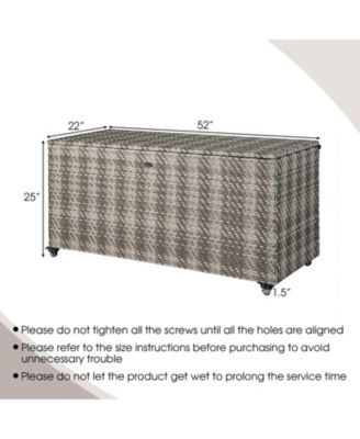 96 Gallon PE Wicker Outdoor Storage Box with 4 Wheels