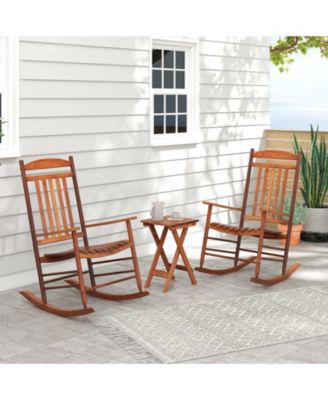 3-piece Outdoor Poplar Wood Rocking Bistro Set
