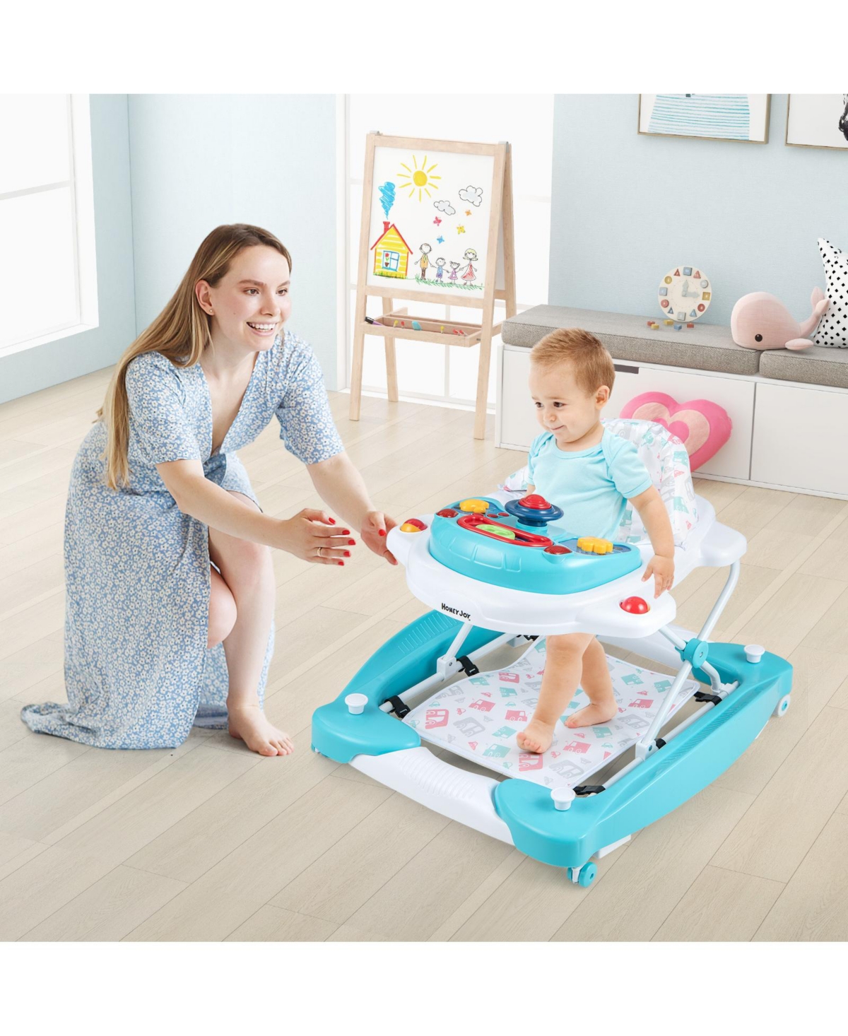 Gouun 6 in 1 Foldable Baby Walker with Adjustable Height