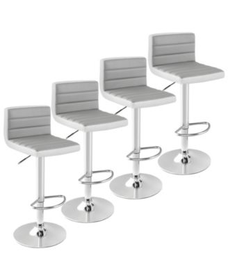 Set of 2 Adjustable Heights Barstool with PU Leather