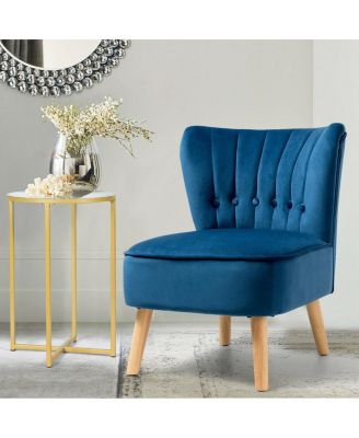 Armless Accent Chair Tufted Velvet Leisure Chair