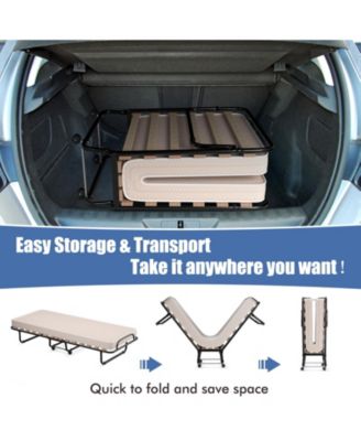 Portable Folding Bed with Memory Foam Mattress and Sturdy Metal Frame