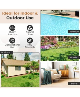 63 Inch Rectangular Outdoor Dining Table for 6 People with Acacia Wood Tabletop and Umbrella Hole-63 inches