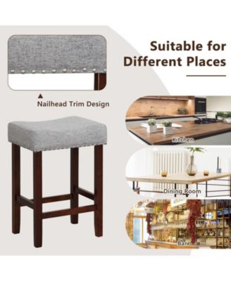 Set of 2 25 Inch Bar Stool with Curved Seat Cushions