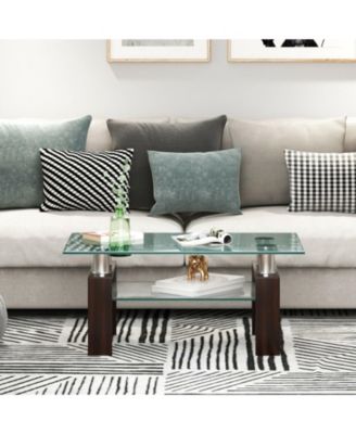 Rectangle Glass Table with Metal Legs