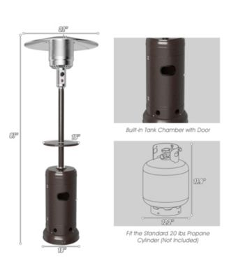 Outdoor Heater Propane Standing LP Gas Steel with Table & Wheels