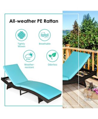Patio Folding Adjustable Rattan Chaise Lounge Chair with Cushion