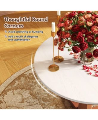 35 Inches Wooden Round Dining Table with Pedestal Base