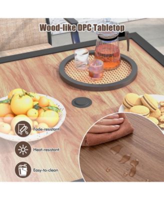 Patio Dining Table for 4 Square Bistro Table with Umbrella Holes