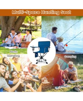360° Swivel Hunting Chair Portable Foldable Hunting Chair with Mesh Cup Holder and Storage Pockets