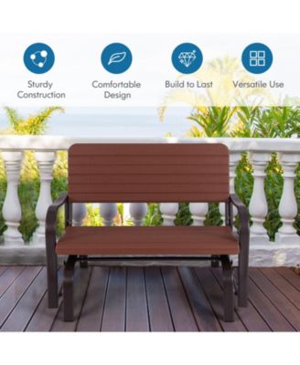 2-Seat Porch Glider with HDPE Back Seat and Steel Frame