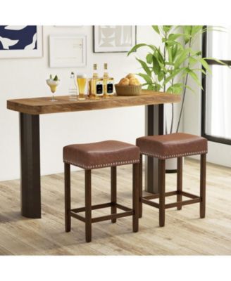 24 Inch Upholstered PU Leather Bar Stools Set of 2
